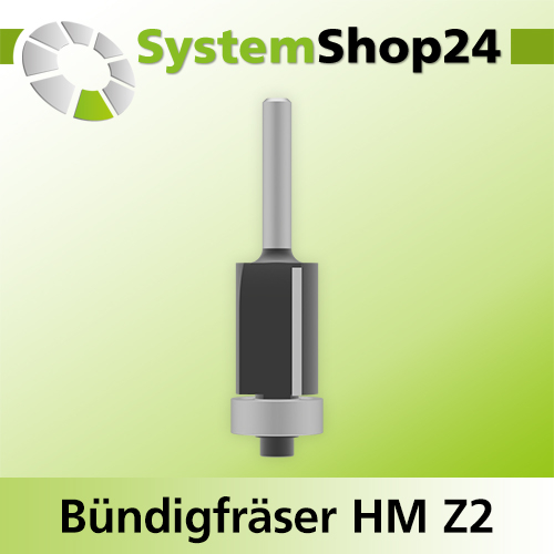 Systemshop24 Bündigfräser mit Kugellager HM Z2 D19mm (3/4") AL25mm GL73mm (2 7/8") S6mm RL