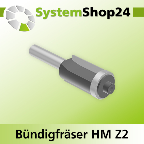Systemshop24 Bündigfräser mit Kugellager HM Z2 D18mm AL25mm GL70mm S8mm RL