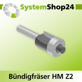 Systemshop24 Bündigfräser mit Kugellager HM Z2 D19mm (3/4") AL16mm GL63mm S8mm RL