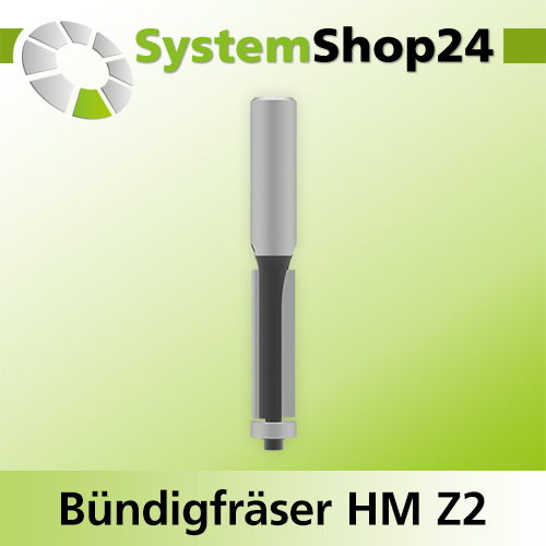 Systemshop24 Bündigfräser mit Kugellager HM Z2 D12mm AL38mm GL92mm (3 5/8") S12mm RL
