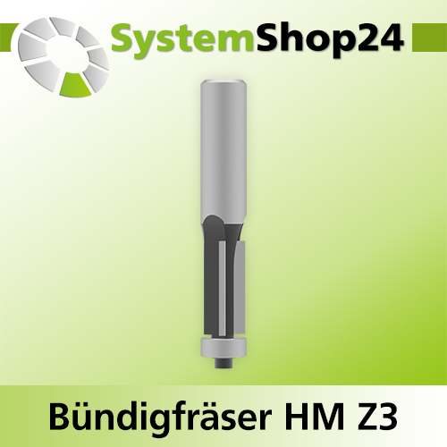 Systemshop24 Bündigfräser mit Kugellager HM Z3 D12,7mm (1/2") AL25mm GL81mm S12mm RL