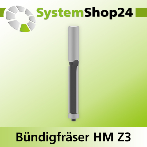 Systemshop24 Bündigfräser mit Kugellager HM Z3 D12,7mm (1/2") AL51mm GL107mm S12mm RL