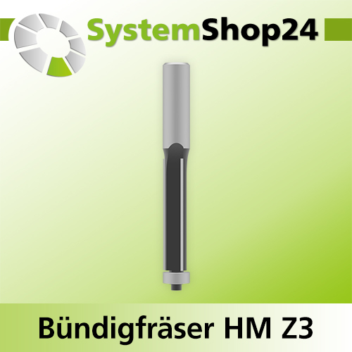 Systemshop24 Bündigfräser mit Kugellager HM Z3 D12,7mm (1/2") AL51mm GL107mm S12mm RL