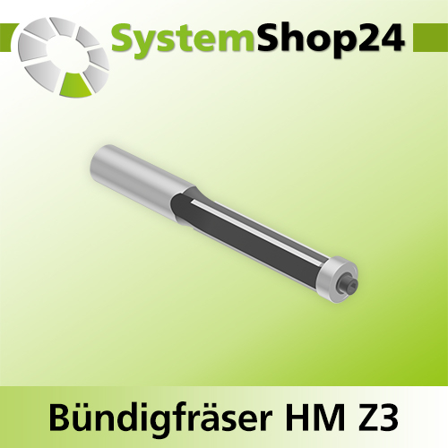 Systemshop24 Bündigfräser mit Kugellager HM Z3 D12,7mm (1/2") AL51mm GL107mm S12mm RL