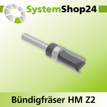 Systemshop24 Bündigfräser mit Kugellager am Schaft HM Z2 D12,7mm (1/2") AL20mm GL65mm S6mm RL