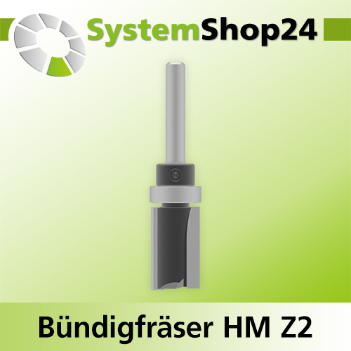 Systemshop24 Bündigfräser mit Kugellager am Schaft HM Z2 D15,9mm (5/8") AL25mm GL70mm S6mm RL