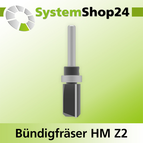 Systemshop24 Bündigfräser mit Kugellager am Schaft HM Z2 D15,9mm (5/8") AL25mm GL70mm S6mm RL