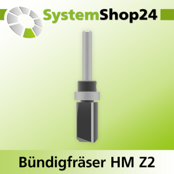 Systemshop24 Bündigfräser mit Kugellager am Schaft HM Z2 D15,9mm (5/8") AL25mm GL70mm S6mm RL