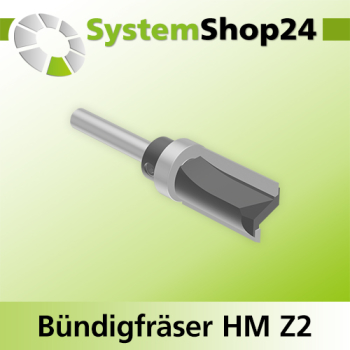 Systemshop24 Bündigfräser mit Kugellager am Schaft HM Z2 D15,9mm (5/8") AL25mm GL70mm S6mm RL