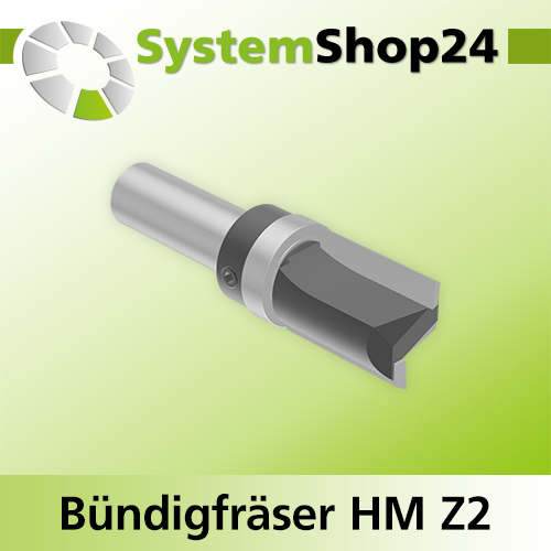 Systemshop24 Bündigfräser mit Kugellager am Schaft HM Z2 D19mm (3/4") AL25mm GL70mm S12mm RL