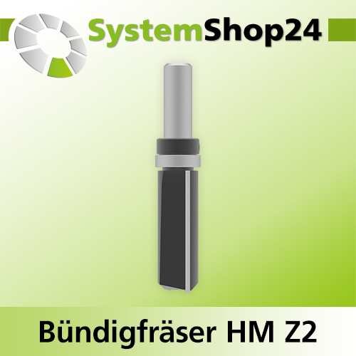 Systemshop24 Bündigfräser mit Kugellager am Schaft HM Z2 D19mm (3/4") AL51mm GL96mm S12mm RL
