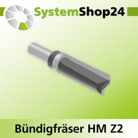 Systemshop24 Bündigfräser mit Kugellager am Schaft HM Z2 D19mm (3/4") AL51mm GL96mm S12mm RL