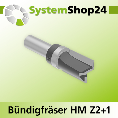Systemshop24 Bündigfräser mit Kugellager am Schaft HM Z2+1 D19mm (3/4") AL25mm GL70mm S12mm RL