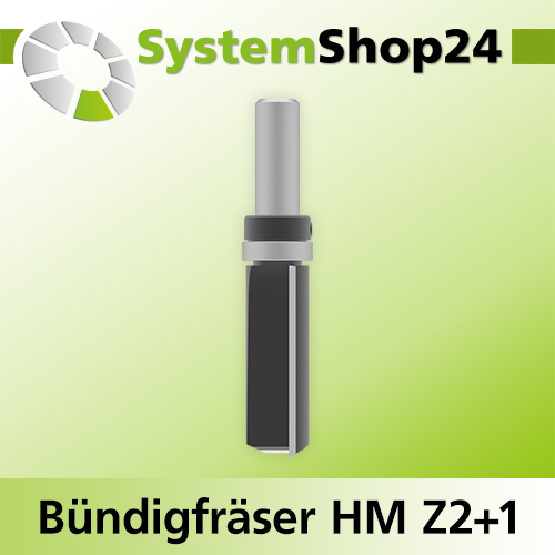 Systemshop24 Bündigfräser mit Kugellager am Schaft HM Z2+1 D19mm (3/4") AL51mm GL96mm S12mm RL