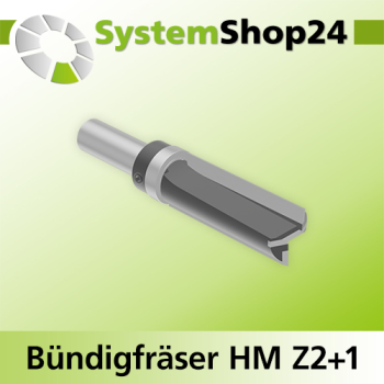 Systemshop24 Bündigfräser mit Kugellager am Schaft HM Z2+1 D19mm (3/4") AL51mm GL96mm S12mm RL