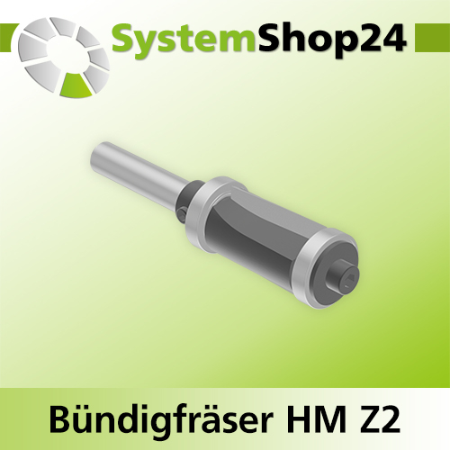 Systemshop24 Bündigfräser mit Achswinkel und zwei Kugellagern HM Z2 D18mm AL25mm GL82mm S8mm RL