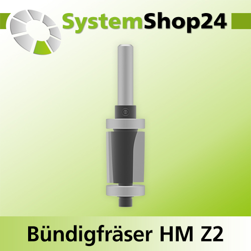 Systemshop24 Bündigfräser mit Achswinkel und zwei Kugellagern HM Z2 D20mm AL25mm GL83mm S8mm RL