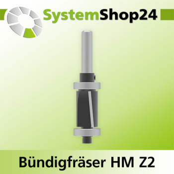 Systemshop24 Bündigfräser mit Achswinkel und zwei Kugellagern HM Z2 D20mm AL25mm GL83mm S8mm RL