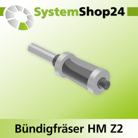 Systemshop24 Bündigfräser mit Achswinkel und zwei Kugellagern HM Z2 D20mm AL25mm GL83mm S8mm RL