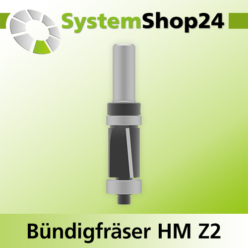 Systemshop24 Bündigfräser mit Achswinkel und zwei Kugellagern HM Z2 D19mm (3/4") AL25mm GL85mm S12mm RL