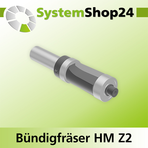 Systemshop24 Bündigfräser mit Achswinkel und zwei Kugellagern HM Z2 D19mm (3/4") AL25mm GL85mm S12mm RL