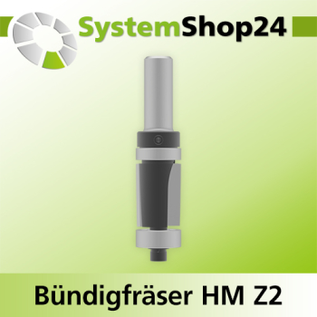 Systemshop24 Bündigfräser mit Achswinkel und zwei Kugellagern HM Z2 D19mm (3/4") AL25mm GL85mm S12mm RL
