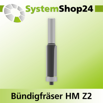 Systemshop24 Bündigfräser mit Kugellager HM Z2 D19mm (3/4") AL50,8mm (2") GL109mm S12mm RL