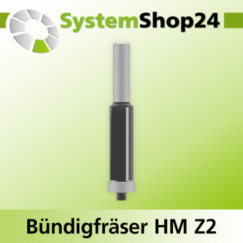 Systemshop24 Bündigfräser mit Kugellager HM Z2 D19mm (3/4") AL50,8mm (2") GL109mm S12mm RL