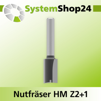Systemshop24 Nutfräser HM Z2+1 D12mm AL20mm GL54mm (2 1/8") S6,4mm (1/4") RL