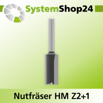 Systemshop24 Nutfräser HM Z2+1 D15mm AL32mm GL70mm S6mm RL
