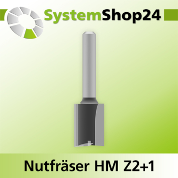 Systemshop24 Nutfräser HM Z2+1 D15mm AL20mm GL54mm (2 1/8") S6,4mm (1/4") RL