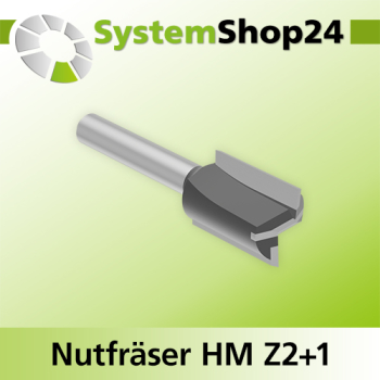 Systemshop24 Nutfräser HM Z2+1 D15mm AL20mm GL54mm (2 1/8") S6,4mm (1/4") RL