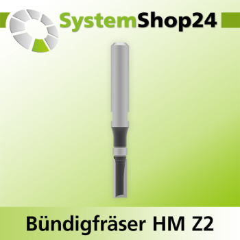 Systemshop24 Bündigfräser mit Kugellager am Schaft HM Z2 D4,8mm AL13mm GL50,8mm (2") S6mm