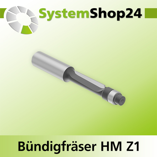 Systemshop24 Bündigfräser mit Kugellager HM Z1 D6,4mm (1/4") AL19mm (3/4") GL57mm S8mm