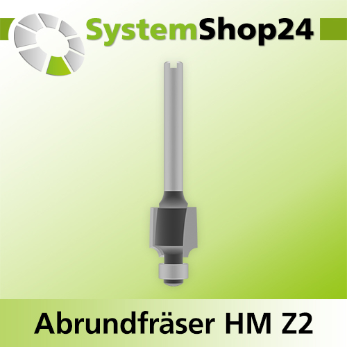 Systemshop24 Abrundfräser für Dremel mit Achswinkel und Kugellager HM Z2 D7,8mm AL8mm R1,5mm GL36mm S3,2mm (1/8")