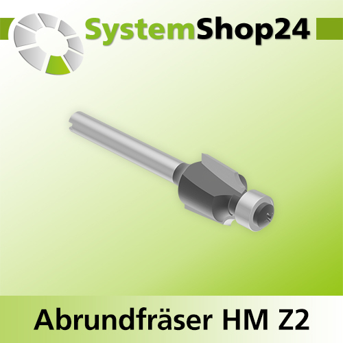 Systemshop24 Abrundfräser für Dremel mit Achswinkel und Kugellager HM Z2 D7,8mm AL8mm R1,5mm GL36mm S3,2mm (1/8")