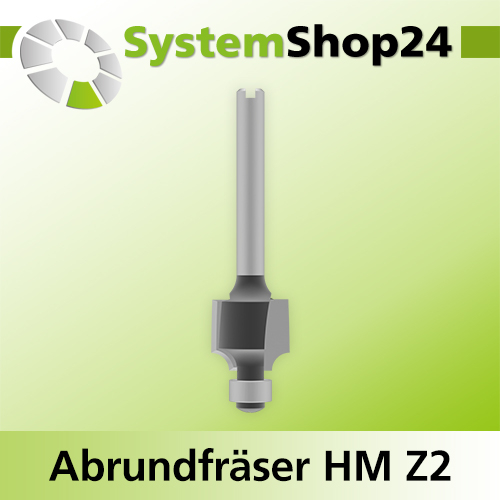 Systemshop24 Abrundfräser für Dremel mit Achswinkel und Kugellager HM Z2 D8,8mm AL8mm R2mm GL36mm S3,2mm (1/8")