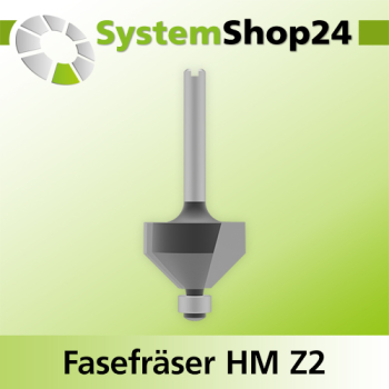 Systemshop24 Fasefräser für Dremel mit Achswinkel und Kugellager HM Z2 D14,8mm AL9,5mm (3/8") 45° GL36mm S3,2mm (1/8")