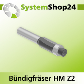 Systemshop24 Bündigfräser für Dremel mit Kugellager HM Z2 D6,4mm (1/4") AL9,5mm (3/8") GL36mm S4,8mm
