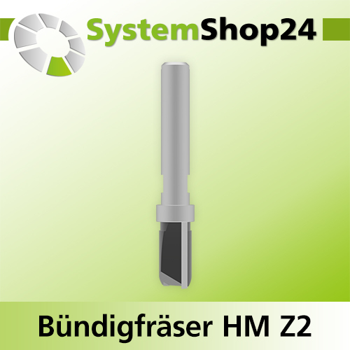 Systemshop24 Bündigfräser für Dremel mit Kugellager am Schaft HM Z2 D6,4mm (1/4") AL9,5mm (3/8") GL36mm S4,8mm