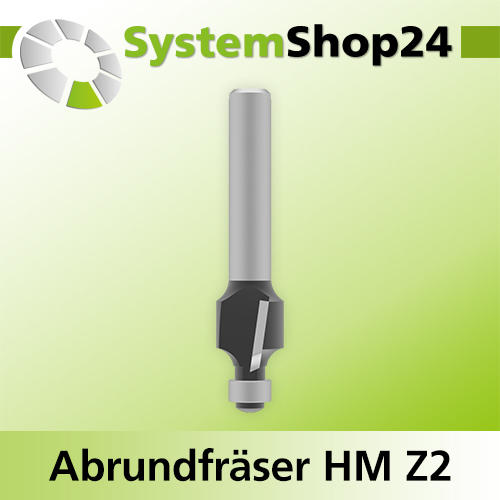 Systemshop24 Abrundfräser für Dremel mit Achswinkel und Kugellager HM Z2 D8,8mm AL8mm R2mm GL36mm S4,8mm