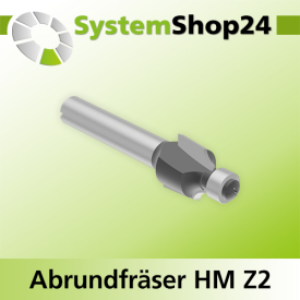 Systemshop24 Abrundfräser für Dremel mit Achswinkel und Kugellager HM Z2 D8,8mm AL8mm R2mm GL36mm S4,8mm