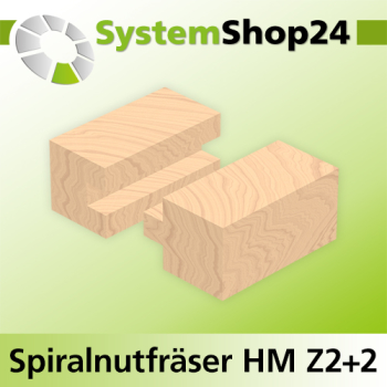 Systemshop24 Spiralnutfräser HM Z2+2 D6mm AL22mm AL1 5mm GL70mm S12mm RL LD