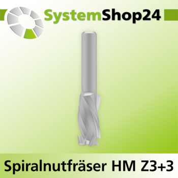 Systemshop24 Spiralnutfräser HM Z3+3 D12mm AL25mm AL1 5mm GL60mm S8mm RL RD/LD