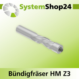 Systemshop24 Bündigfräser spiralgenutet mit doppeltem Kugellager HM Z3 D12,7mm (1/2") AL25mm GL82mm S12mm RL LD