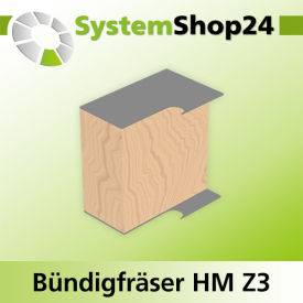 Systemshop24 Bündigfräser spiralgenutet mit doppeltem Kugellager HM Z3 D12,7mm (1/2") AL25mm GL82mm S12mm RL LD