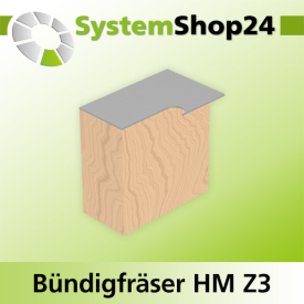 Systemshop24 Bündigfräser spiralgenutet mit doppeltem Kugellager HM Z3 D12,7mm (1/2") AL25mm GL82mm S12mm RL LD
