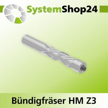Systemshop24 Bündigfräser spiralgenutet mit doppeltem Kugellager HM Z3 D12,7mm (1/2") AL32mm GL88mm S12mm RL LD
