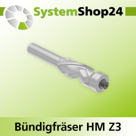Systemshop24 Bündigfräser spiralgenutet mit Kugellager HM Z3 D12,7mm (1/2") AL25mm AL1 9,5mm (3/8") GL71mm S8mm RL RD/LD