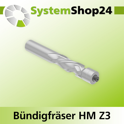 Systemshop24 Bündigfräser spiralgenutet mit doppeltem Kugellager HM Z3 D12,7mm (1/2") AL32mm AL1 9,5mm (3/8") GL88mm S12mm RL RD/LD